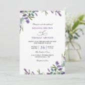 Eucalyptus Lavender Elegant Budget QR Code Wedding Einladung (Stehend Vorderseite)