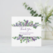 Eucalyptus Lavender Greener Wedding Dankeschön Kar Dankeskarte (Stehend Vorderseite)
