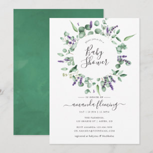 Eucalyptus Lavender Greenery Baby Shower Einladung