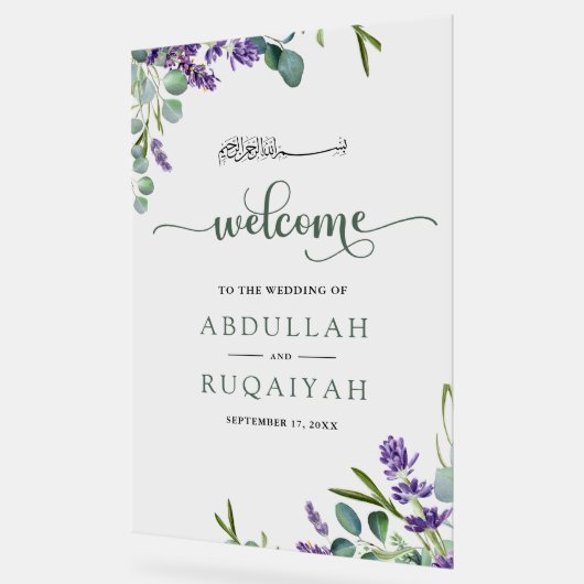 Eucalyptus Lavender Muslim Wedding Welcome Acrylschild (Winkel)