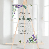 Eucalyptus Lavender Muslim Wedding Welcome Acrylschild