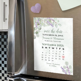 Eucalyptus Lavender Save the Date Calendar Magnet