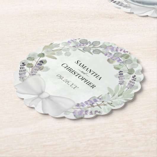 Eucalyptus & Lavender Wreath Elegant Wedding Untersetzer (angewinkelt)