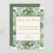 EUCALYPTUS LEAF GOLD SAGE SQUARE SAVE THE DATE (Vorne/Hinten)