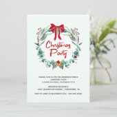 Eucalyptus Leaf Wreath Christmas Party Einladung (Stehend Vorderseite)