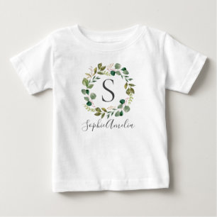 Eucalyptus Leafy Wreath Personalisiert Babyname Baby T-shirt