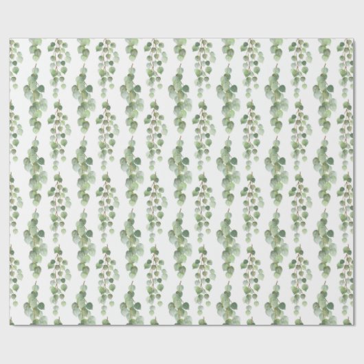 Eucalyptus Leaves and Branches Watercolor Pattern  Geschenkpapier (Flach)