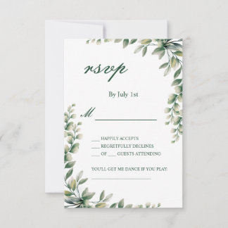 Eucalyptus leaves botanical rsvp wedding card karte