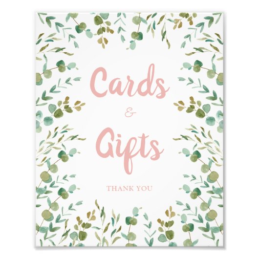 Eucalyptus Leaves Cards and Gifts Sign Fotodruck (Vorne)