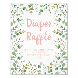 Eucalyptus Leaves Diaper Raffle Sign Fotodruck