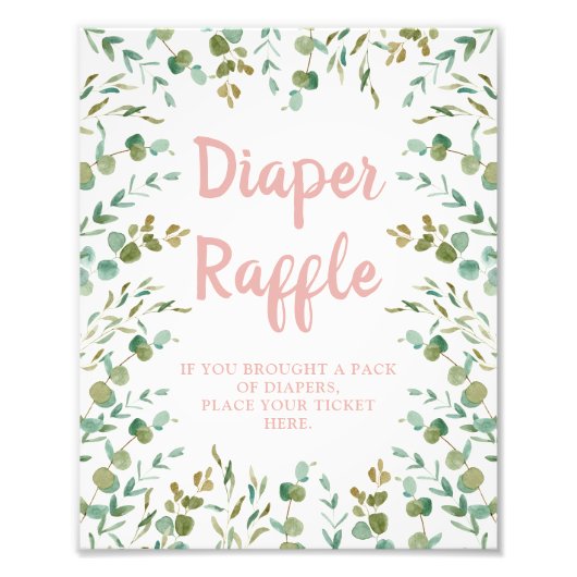 Eucalyptus Leaves Diaper Raffle Sign Fotodruck (Vorne)