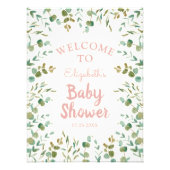 Eucalyptus Leaves Girl Baby Shower Welcome Sign Fotodruck (Vorne)