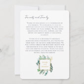 Eucalyptus Leaves & Gold Frame Watercolor Wedding Dankeskarte (Rückseite)