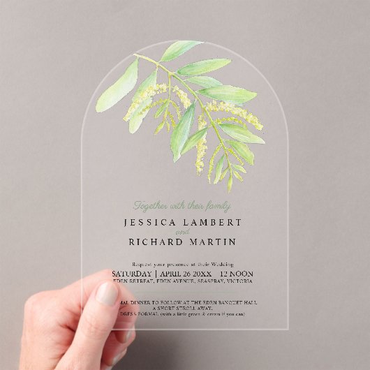  Eucalyptus leaves green water wedding  Acryleinladungen (Insitu (Handheld))
