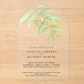  Eucalyptus leaves green water wedding  Acryleinladungen (Vorderseite)