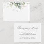 Eucalyptus Leaves Greenery Gold Honeymoon Fund Begleitkarte<br><div class="desc">Beautiful wedding honeymoon fund enclosure cards featuring watercolor eucalyptus and gold leaves.</div>