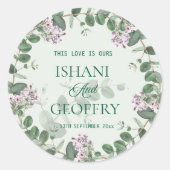 Eucalyptus Leaves Greenery Wedding Runder Aufkleber (Vorderseite)