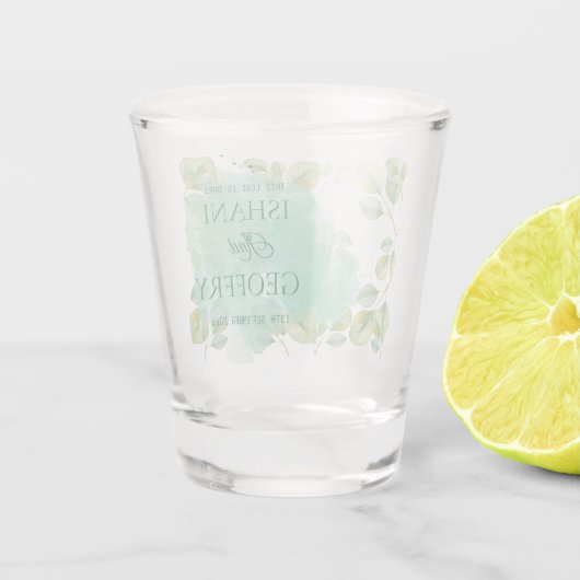 Eucalyptus Leaves Greenery Wedding  Schnapsglas (Rückseite)