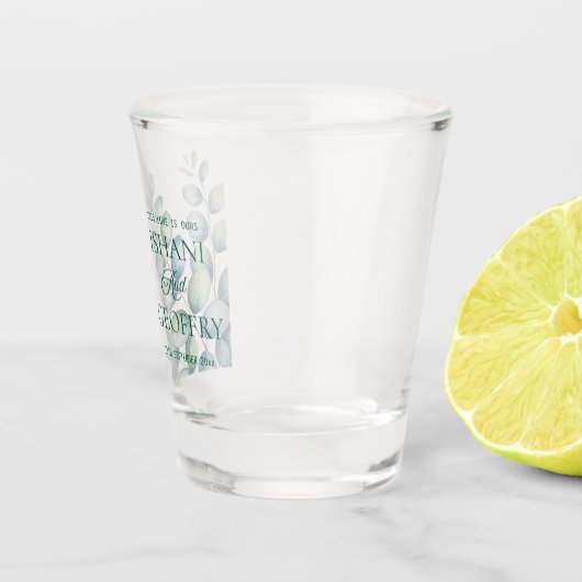 Eucalyptus Leaves Greenery Wedding  Schnapsglas (Rechts)