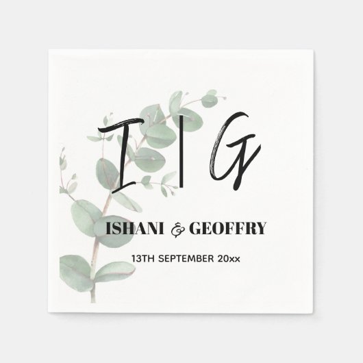 Eucalyptus Leaves Greenery Wedding Serviette (Vorderseite)