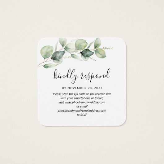 Eucalyptus Leaves QR Code Wedding Website RSVP (Vorderseite)