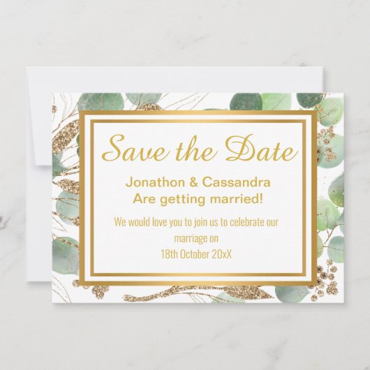 EUCALYPTUS LUXE GOLD BOTANISCH SAVE THE DATE (Vorderseite)