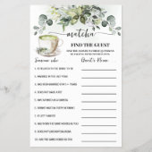 Eucalyptus Matcha Find the Guest Shower Game Card Flyer (Vorne)