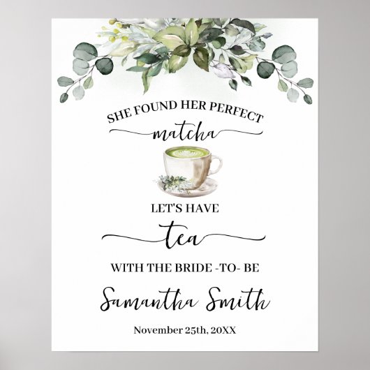 Eucalyptus Matcha Let's have Tea with Bride Poster (Vorne)