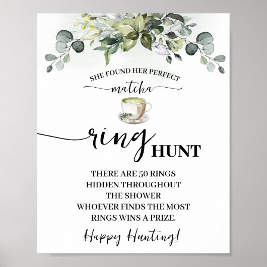 Eucalyptus-Matcha-Ring-Suche-Junggesellinnen-Absch Poster (Vorne)