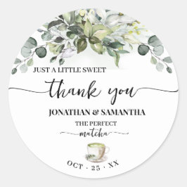 Eucalyptus Matcha Sweet Thank You Bridal Shower Runder Aufkleber