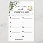 Eucalyptus Matcha Where was Bride Shower Game Card Flyer (Vorne)