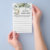 Eucalyptus Matcha Who am I Bridal Shower Game Card Flyer (Handgriff)