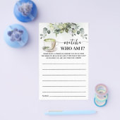 Eucalyptus Matcha Who am I Bridal Shower Game Card Flyer (Einzeln)