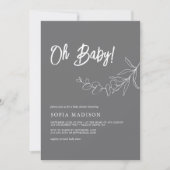 EUCALYPTUS Minimalistisch Gray Baby Shower Einladung (Vorderseite)