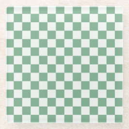 Eucalyptus mist checkerboard pattern glasuntersetzer