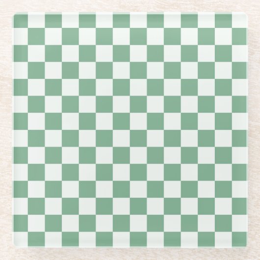 Eucalyptus mist checkerboard pattern glasuntersetzer (Vorderseite)