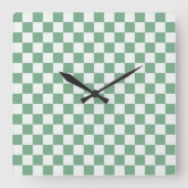 Eucalyptus mist checkerboard pattern quadratische wanduhr (Vorderseite)