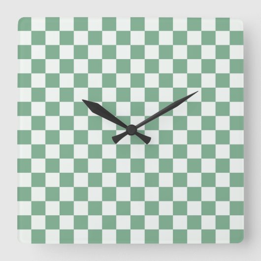 Eucalyptus mist checkerboard pattern quadratische wanduhr (Vorderseite)