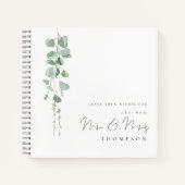 Eucalyptus New Mr. Mrs. Wedding Guest Book Notizblock (Vorderseite)