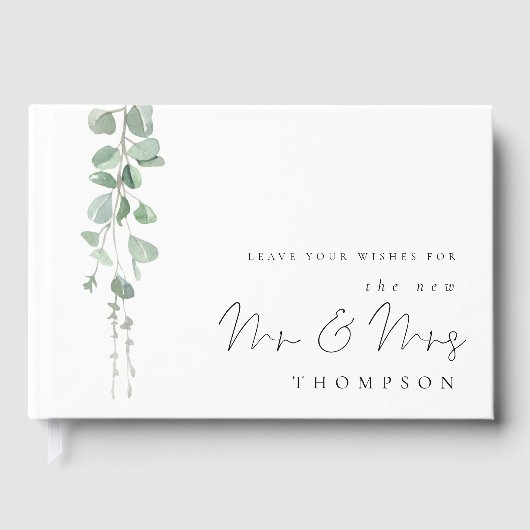 Eucalyptus New Mr. Name Wedding Gästebuch (Vorderseite)