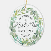 Eucalyptus Newlyweds 1. Weihnachtsfrau & Mrs. Keramik Ornament (Links)
