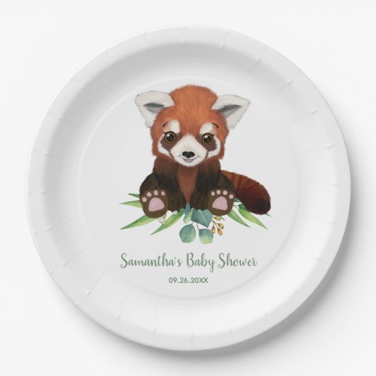 Eucalyptus Niedlich Red Panda Bear Baby Showroom Pappteller (Vorderseite)