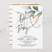 Eucalyptus Oh Baby Modern Boy Girl Babydusche Einladung (Vorne/Hinten)