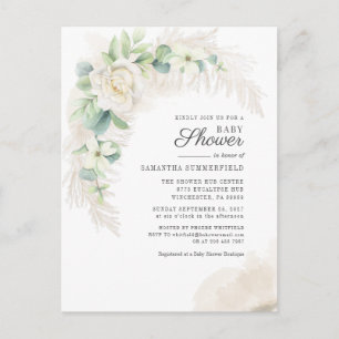 Eucalyptus Pampas Grass Greenery Girl Baby Shower Einladungspostkarte