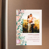 Eucalyptus Pampas Grass Pink Proteas Save the Date Magneteinladung