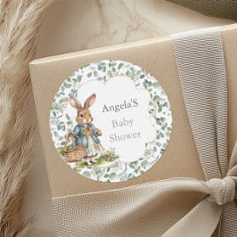 Eucalyptus Peter Rabbit Girl Baby Shower Runder Aufkleber