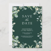 Eucalyptus Photo QR Code Emerald Green Wedding Save The Date (Vorderseite)