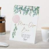 Eucalyptus Pink Balloon Baby Shower Mama-osa Bar Sockelschild (In SItu)
