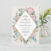 Eucalyptus Protea Pampas Grass Wedding invitation Einladung (Stehend Vorderseite)