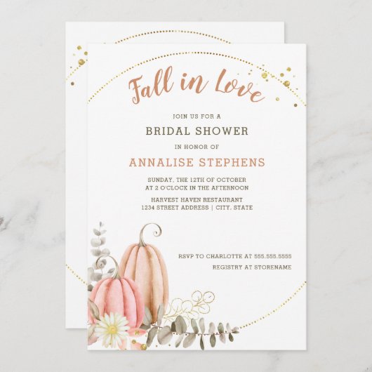 Eucalyptus Pumpkin Fall Brautparty Einladung (Vorne/Hinten)